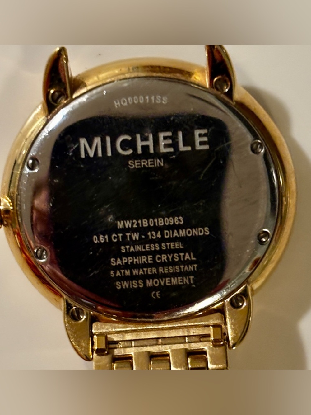 Michele Serein Gold Tone Diamond Bezel Women's Watch 134 Diamonds New Battery! - Picture 10 of 13